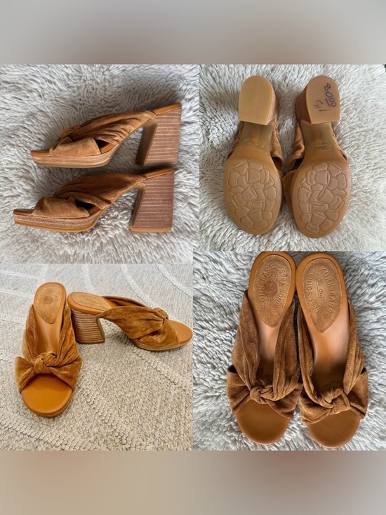 Kork-Ease Shoes - Kork-Ease Brown Suede Knotted Block Heel Mules